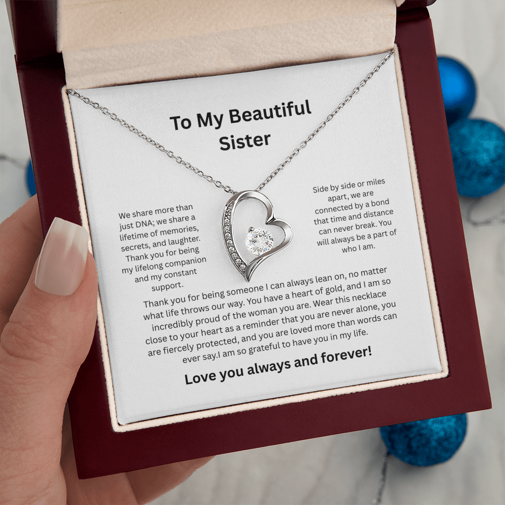 Sister Forever Love Necklace - Sentimental Birthday Jewelry Gift for Her