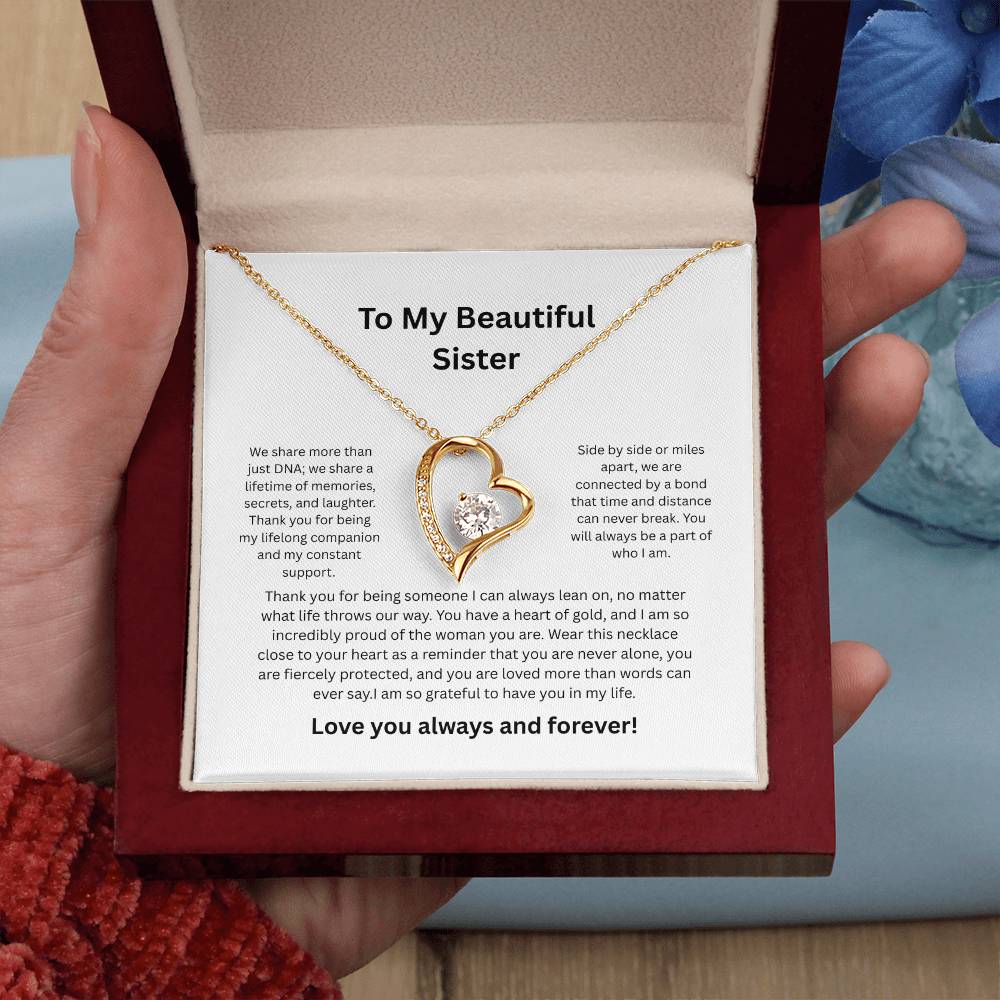 Sister Forever Love Necklace - Sentimental Birthday Jewelry Gift for Her