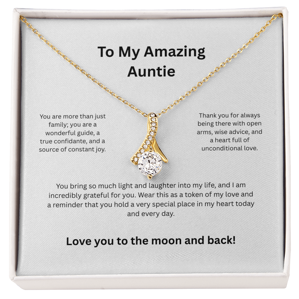 Auntie Aunt Love Knot Necklace - Birthday Jewelry Gift from Niece or Nephew