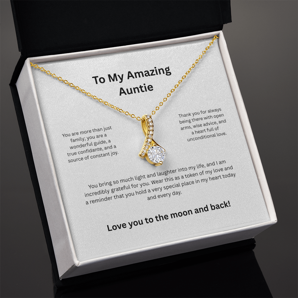 Auntie Aunt Love Knot Necklace - Birthday Jewelry Gift from Niece or Nephew
