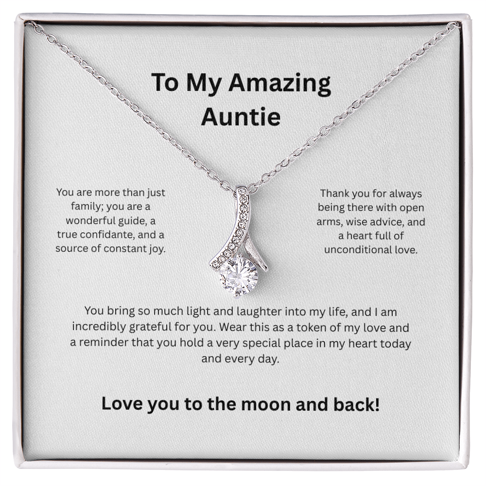 Auntie Aunt Love Knot Necklace - Birthday Jewelry Gift from Niece or Nephew