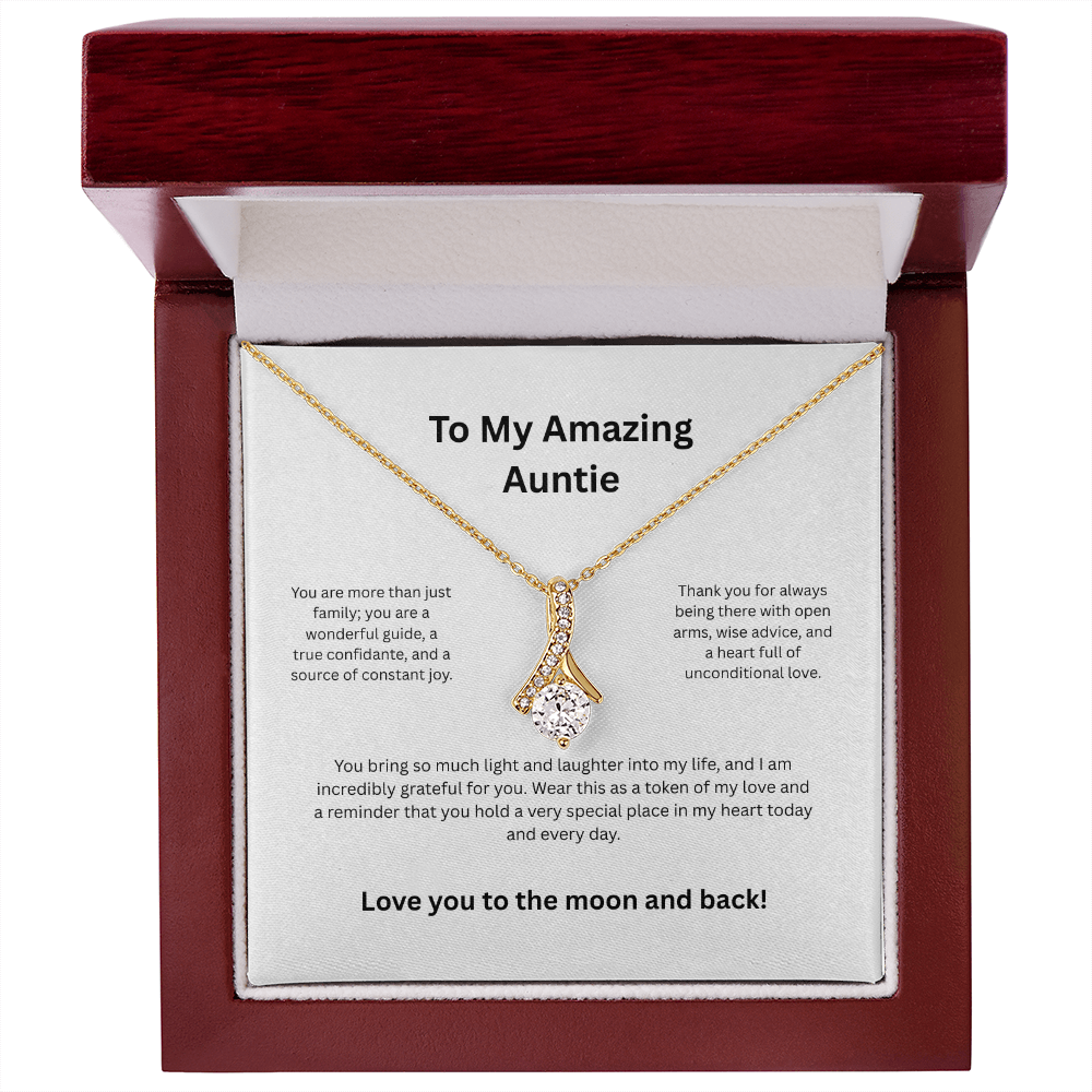 Auntie Aunt Love Knot Necklace - Birthday Jewelry Gift from Niece or Nephew