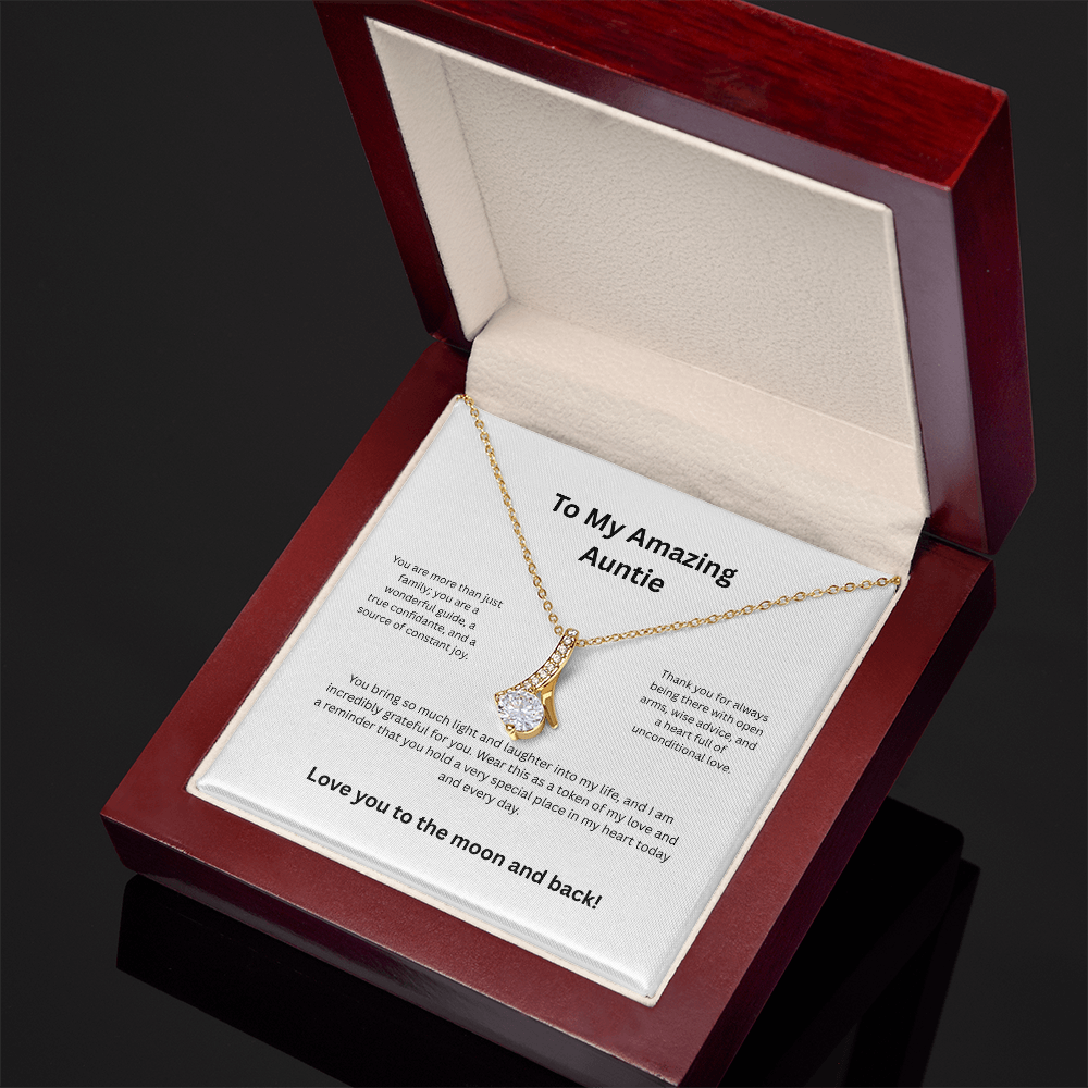 Auntie Aunt Love Knot Necklace - Birthday Jewelry Gift from Niece or Nephew