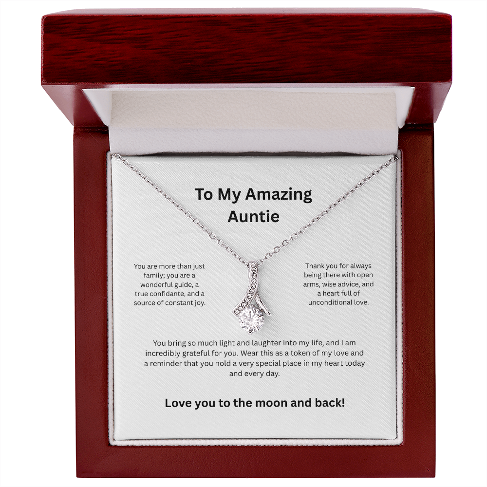 Auntie Aunt Love Knot Necklace - Birthday Jewelry Gift from Niece or Nephew