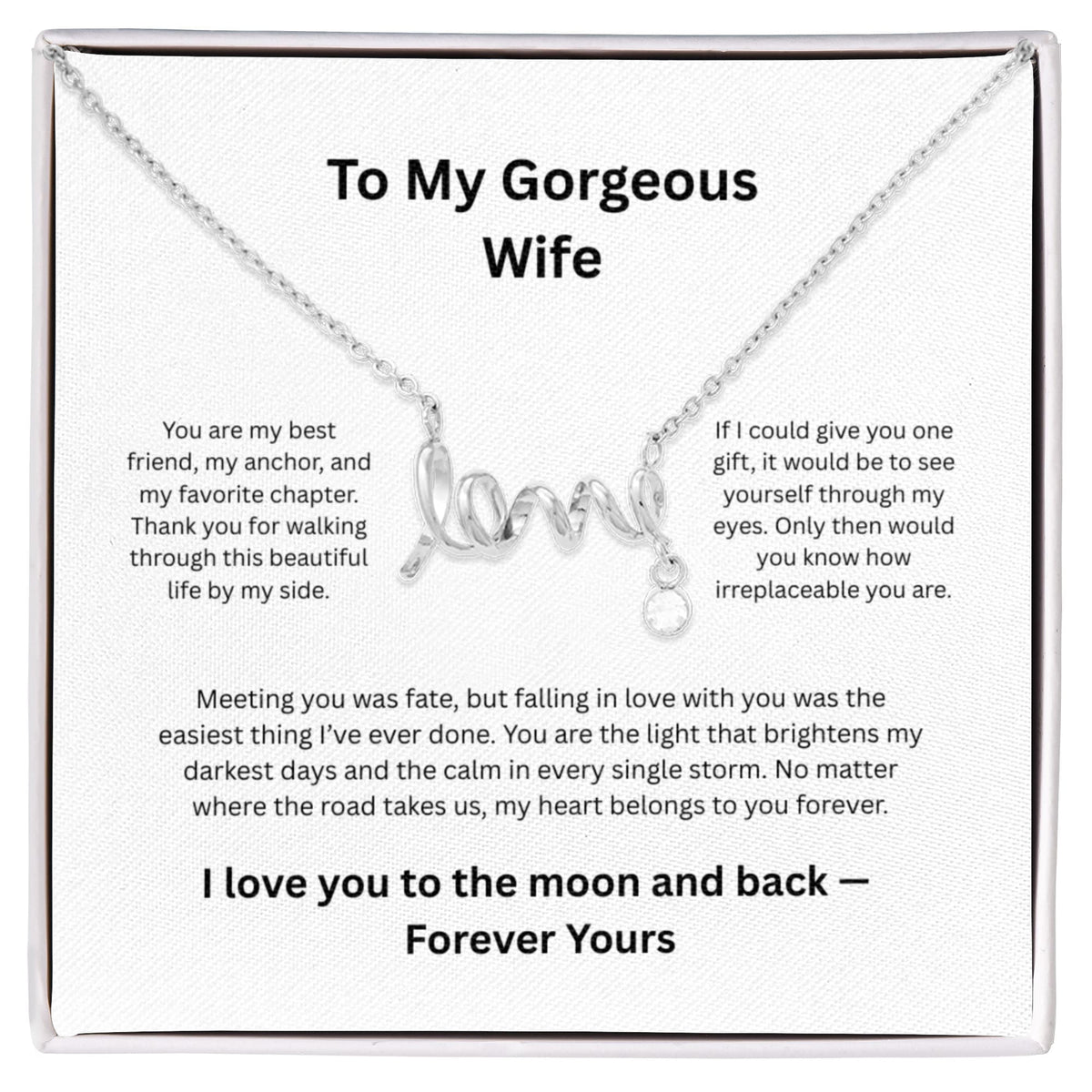Wife Soulmate Anniversary Gift Forever Love Necklace - 14k White Gold Jewelry