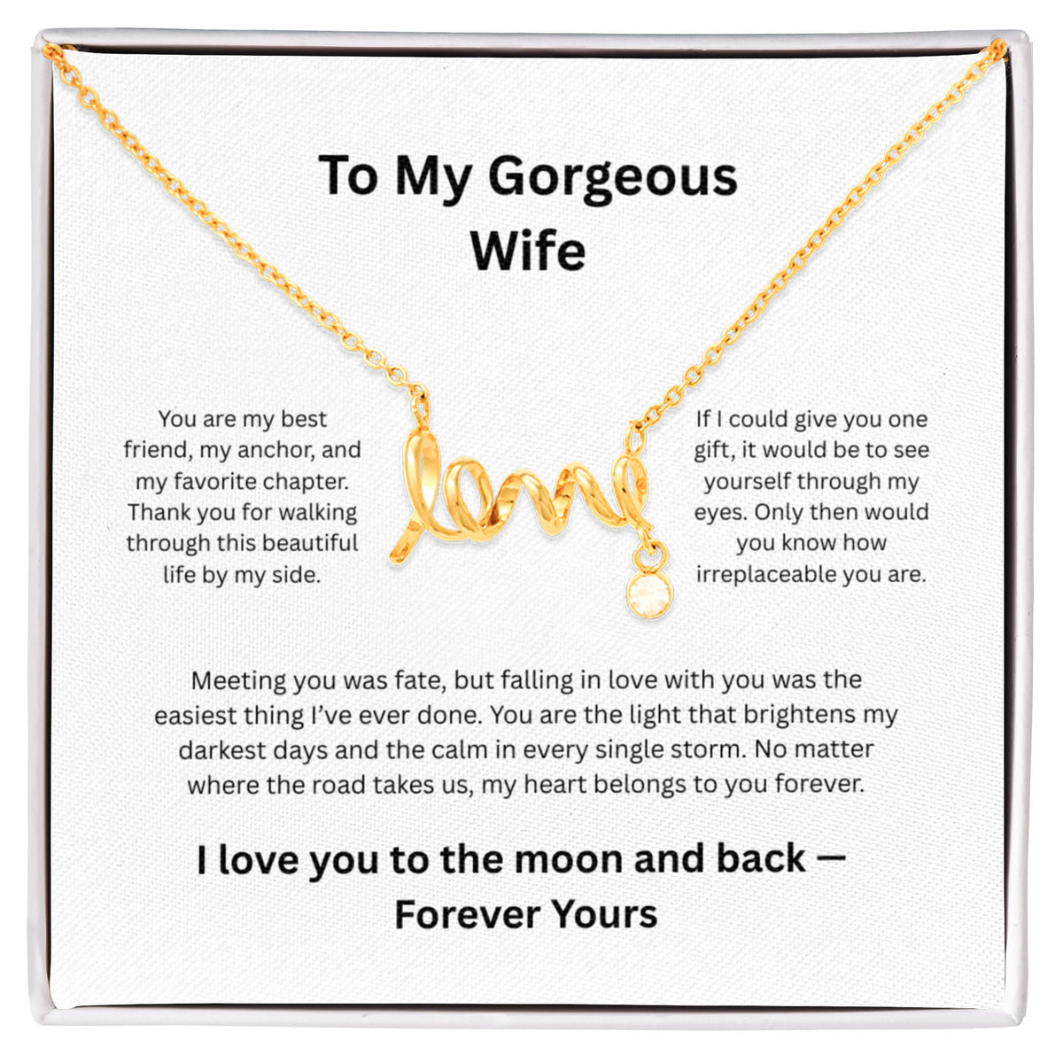 Wife Soulmate Anniversary Gift Forever Love Necklace - 14k White Gold Jewelry