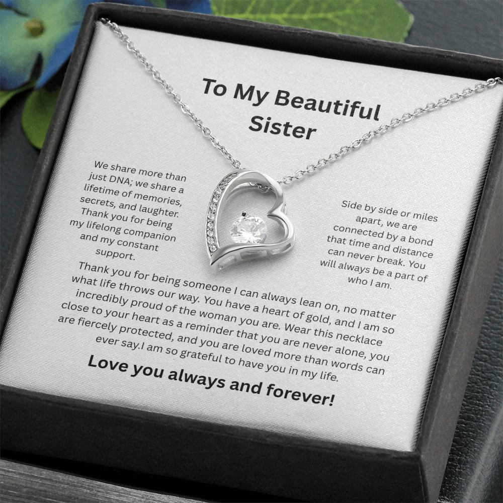 Sister Forever Love Necklace - Sentimental Birthday Jewelry Gift for Her