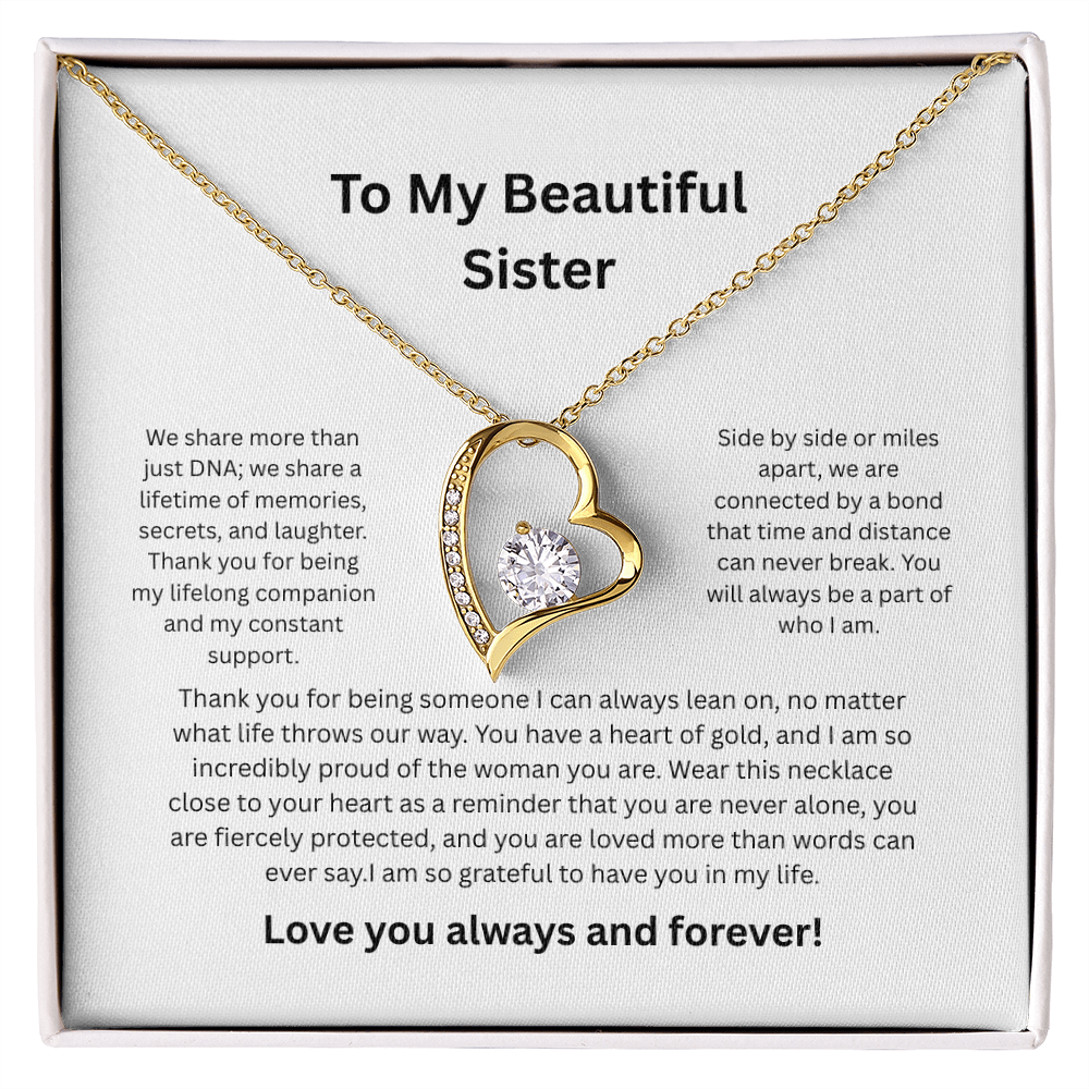 Sister Forever Love Necklace - Sentimental Birthday Jewelry Gift for Her