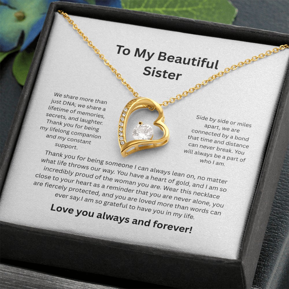 Sister Forever Love Necklace - Sentimental Birthday Jewelry Gift for Her